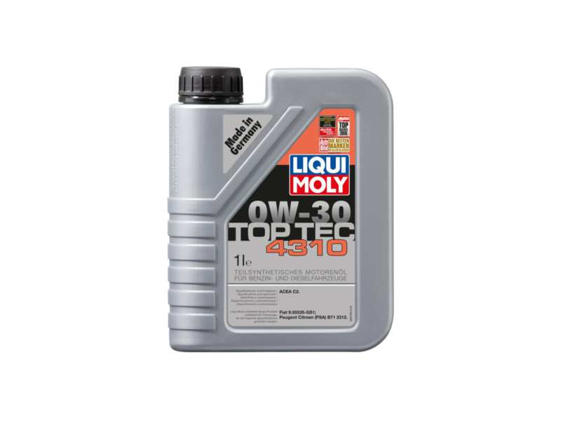 LIQUI-MOLY Motorenöl 604190 Länge [cm]: 58, Inhalt [Liter]: 1, Gebindeart: Kanister, Viskositätsklasse nach SAE: 0W-30, Spezifikation nach ACEA: C2, Herstellerfreigabe: PSA B71 2312, Öl-Herstellerempfehlung: Fiat 9.55535 -DS1, Fiat 9.55535 -GS1 
Inhalt [Liter]: 1, Gebindeart: Kanister, Viskositätsklasse nach SAE: 0W-30, Spezifikation nach ACEA: C2, Herstellerfreigabe: PSA B71 2312, Ölherstellerempfehlung: Fiat9.55535-GS1, Fiat 9.55535-DS1
Kann aus Gründen der Qualitätssicherung nicht zurückgenommen werden!