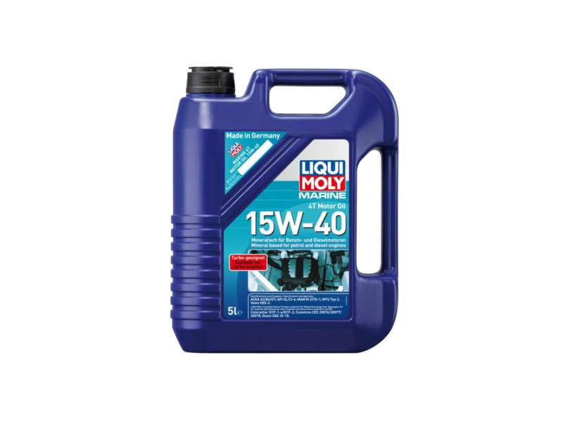 LIQUI-MOLY Motor oil (Marine) 70464 MARINE MOTOROIL 4T 15W-40, 5l
Content [litre]: 5, Packing Type: Canister, SAE viscosity class: 15W-40, ACEA specification: E7, A3/B4, Manufacturer Approval: Mack EO-N, MAN M 3275-1, MTU Typ 2, Renault Trucks RLD-2, Volvo VDS-3, Oil - manufacturer recommendation: Caterpillar ECF-2, Caterpillar ECF-1-a, Cummins CES 20078, Cummins CES 20076, Cummins CES 20077, Detroit Diesel, Deutz DQC III-10
Cannot be taken back for quality assurance reasons!