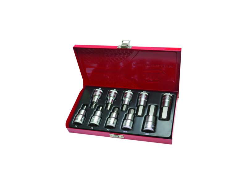 AOK Bit socket kit 348441 10pcs rectangular 1/2 ", H4,5,6,7,10,12 mm (55 mml), H14 mm (65 mml), H17.19 (70 mml)