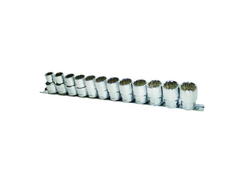 AOK Steckschlüsselkopfsatz 349389 3/8 ", 12 Stcs, 12 Winkel, Kopfgrößen: 8, 9, 10, 11, 12, 13, 14, 15, 16, 17, 18, 19 mm