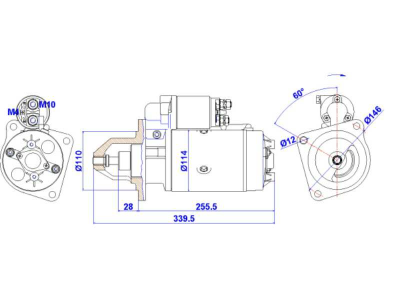 REMY Starter 10275661 Voltage [V]: 12, Rated Power [kW]: 2,7, Number of Teeth: 9, Number of mounting bores: 3, Number of thread bores: 0, Flange O [mm]: 110, Plug Type ID: B+(M8), Rotation Direction: Clockwise rotation, Service exchange part: 1.
