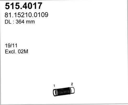 ASSO Flexibles Auspuffrohr 468744 Länge [mm]: 365, Außendurchmesser [mm]: 110, Material: Stahl, Außendurchmesser 1 [mm]: 128