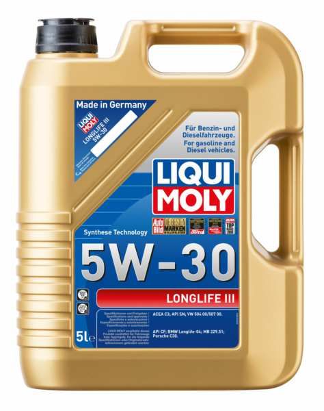 LIQUI-MOLY Motor oil 604284 Length [cm]: 95, Content [litre]: 5, Packing Type: Canister, SAE viscosity class: 5W-30, ACEA specification: C3, API specification: CF, SN, Manufacturer Approval: VW 504 00, VW 507 00, Oil - manufacturer recommendation: BMW Longlife-04, MB 229.51, Porsche C30 
Capacity [litre]: 5, Packing Type: Canister, SAE viscosity class: 5W-30, ACEA specification: C3, API specification: SN, Manufacturer Approval: API SN, BMW Longlife-04, VW 504 00/507 00, VW 507 00, VW 504 00, Oil manufacturer recommendatio