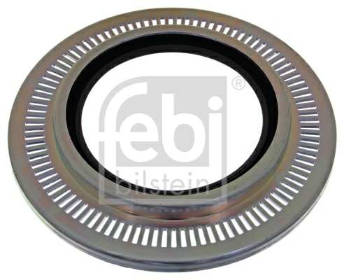 SWAG/FEBI Wheel hub seal 877486 Thickness [mm]: 19, Inner Diameter [mm]: 92, Outer Diameter [mm]: 168, 120, Material: FPM (fluoride rubber), Number of Teeth, ABS ring: 100, Supplementary Article/Supplementary Info: with sealing lip, Fitting Position: Front Axle, Supplementary Article/Info 2: with ABS sensor ring
