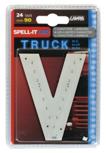 LAMPA Bunting lamp 581917 LED lighting letter "V", SMD-LED, blue, 90mm, 24V, waterproof.