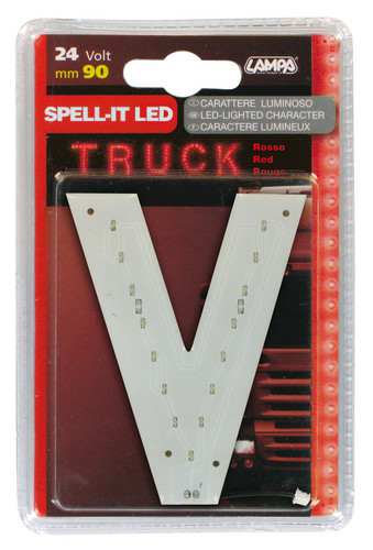 LAMPA Bunting lamp 582174 LED lighting letter "V", SMD-LED, red, 90mm, 24V, waterproof.