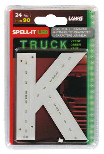 LAMPA Bunting lamp 581950 LED lighting letter "K", SMD-LED, green, 90mm, 24V, waterproof.