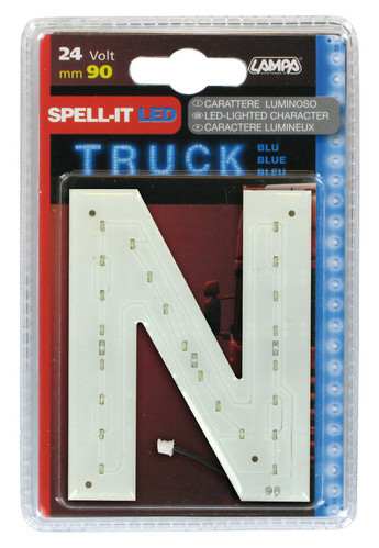 LAMPA Bunting lamp 581909 LED lighting letter "N", SMD-LED, blue, 90mm, 24V, waterproof.