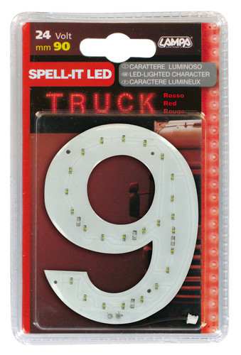 LAMPA Bunting lamp 582187 LED lighting number "9", SMD-LED, red, 90mm, 24V, waterproof.