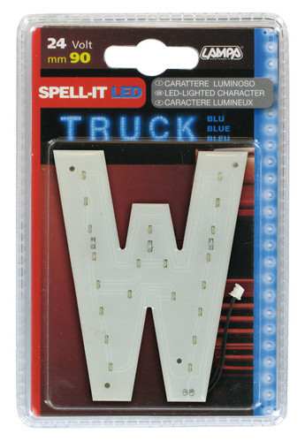 LAMPA Bunting lamp 581918 LED lighting letter "W", SMD-LED, blue, 90mm, 24V, waterproof.