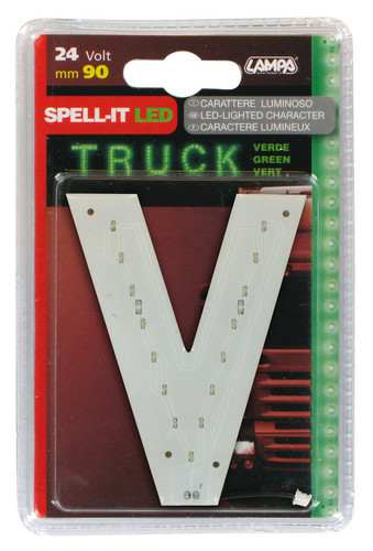 LAMPA Bunting lamp 581961 LED lighting letter "V", SMD-LED, green, 90mm, 24V, waterproof.