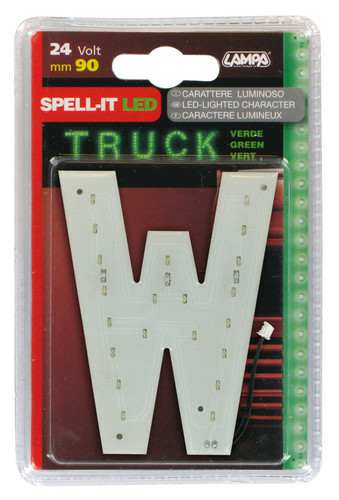 LAMPA Bunting lamp 581962 LED lighting letter "W", SMD-LED, green, 90mm, 24V, waterproof.