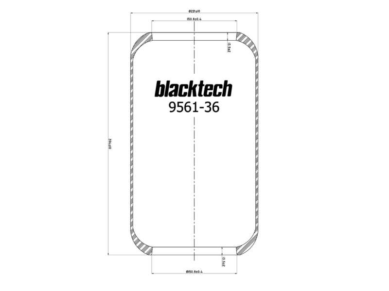 BLACKTECH Gummielement Luftfeder 10769554 Innendurchmesser [mm]: 150,8, Außendurchmesser [mm]: 221, Länge [mm]: 394