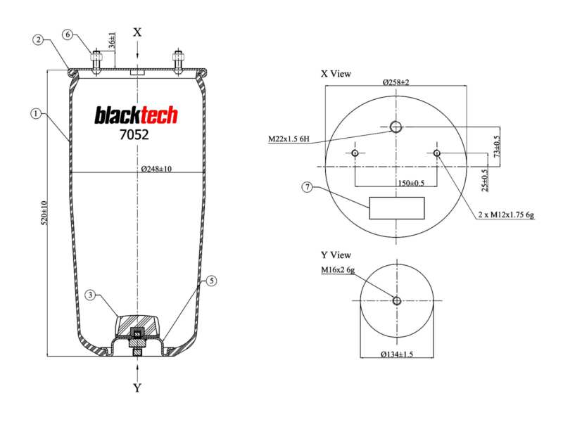 BLACKTECH Air spring semi complet (trailer) 10898528 Weight [kg]: 12,66, RPO number: AIT