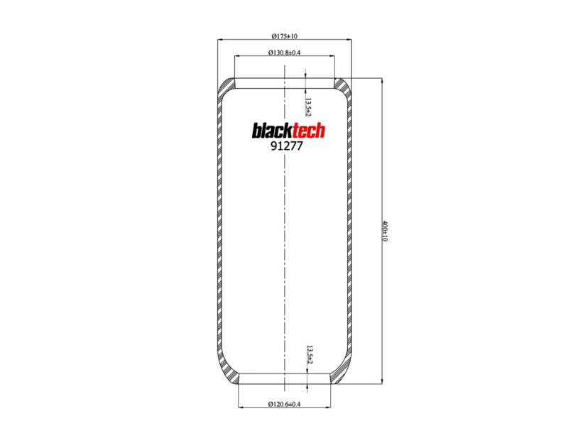 BLACKTECH Gummielement Luftfeder 10898543 Länge [mm]: 385, Außendurchmesser [mm]: 176, Innendurchmesser 1 [mm]: 120, Innendurchmesser 2 [mm]: 130,8