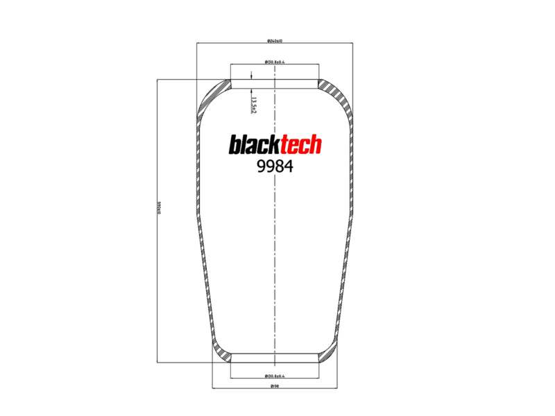 BLACKTECH Gummielement Luftfeder 10769582 Dicke/Stärke [mm]: 591, Außendurchmesser [mm]: 240, Durchmesser [mm]: 130,8, Einbauposition: Hinterachse beidseitig