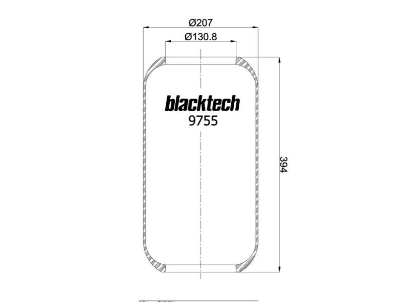 BLACKTECH Luftfeder-Gummielement (Anhänger) 10769559 Länge [mm]: 395, Innendurchmesser [mm]: 130,8, Außendurchmesser [mm]: 210