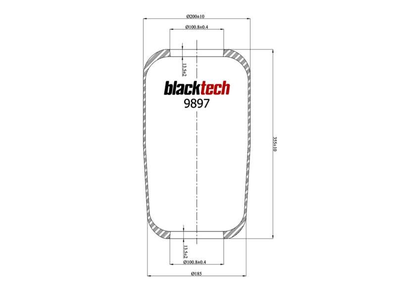 BLACKTECH Gummielement Luftfeder 10898516 Länge [mm]: 355, Innendurchmesser [mm]: 101, Außendurchmesser [mm]: 200