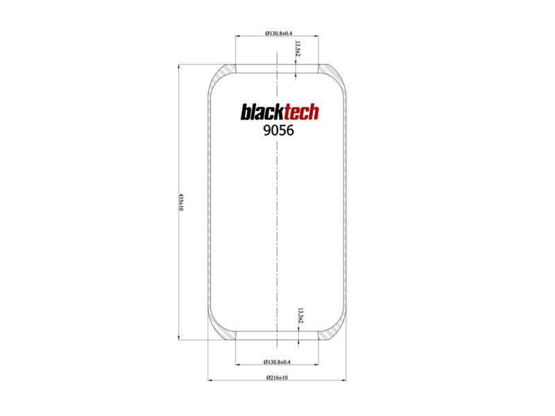 BLACKTECH Gummielement Luftfeder 10769531 Länge [mm]: 435, Innendurchmesser [mm]: 131, Außendurchmesser [mm]: 216