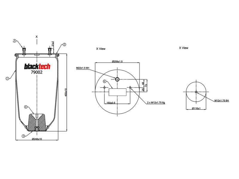 BLACKTECH Air spring semi complet 10769819 