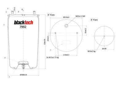 BLACKTECH Air spring semi complet (trailer)