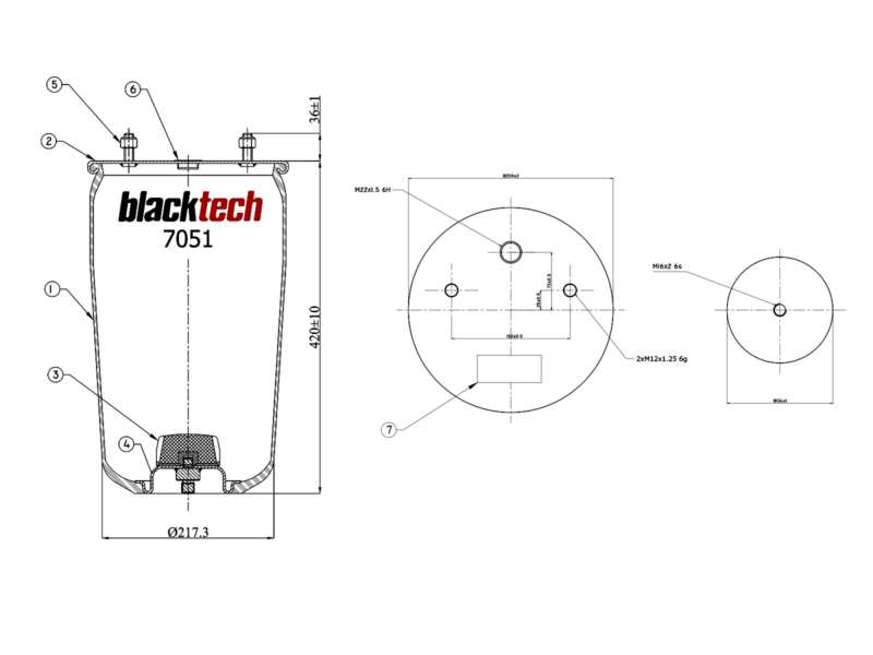 BLACKTECH Air spring semi complet (trailer) 10898518 Weight [kg]: 12,42, RPO number: AIT