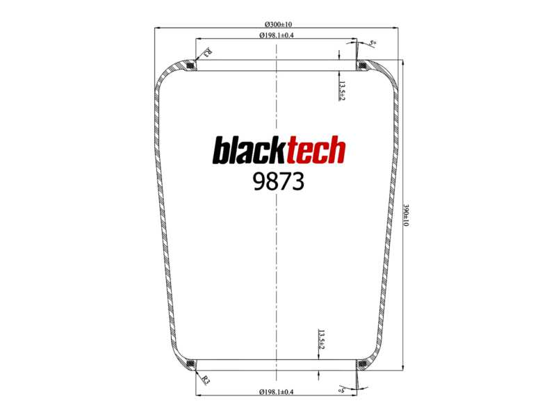 BLACKTECH Luftfeder-Gummielement (Anhänger) 10898508 Länge [mm]: 390, Innendurchmesser [mm]: 198, Außendurchmesser [mm]: 300