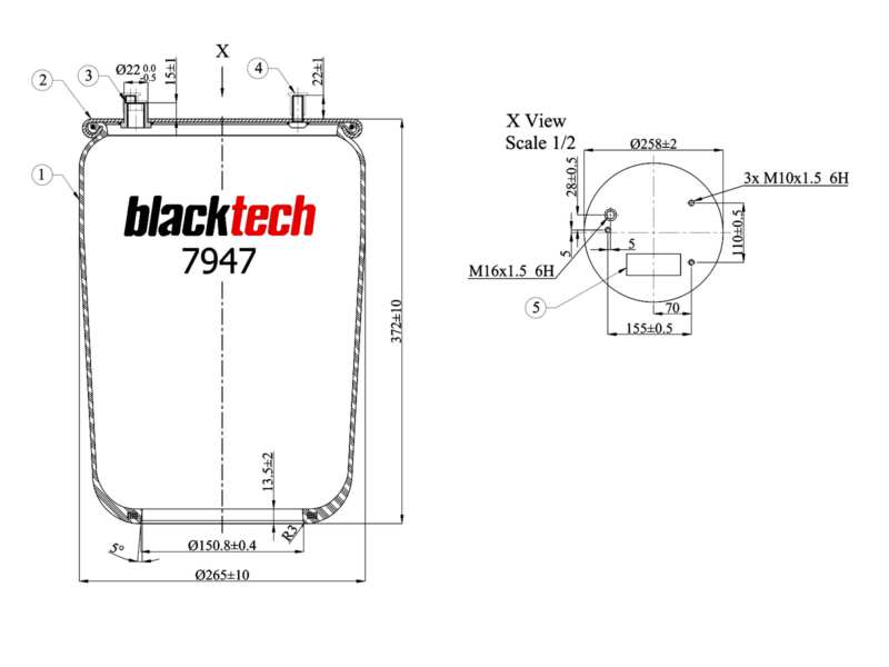 BLACKTECH Air spring semi complet 10769868 Weight [g]: 3640