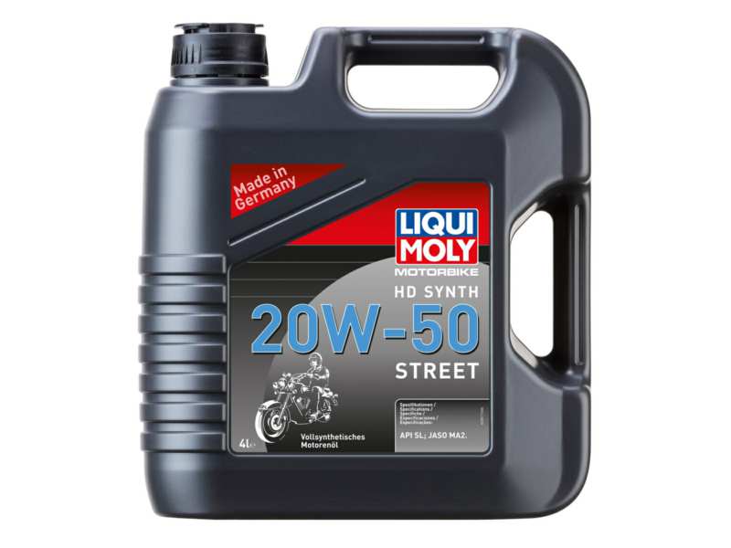 LIQUI-MOLY Motorenöl (Motorrad) 910745 Länge [cm]: 99, Inhalt [Liter]: 4, Gebindeart: Kanister, Viskositätsklasse nach SAE: 20W-50, Spezifikation nach API: SN+, Spezifikation nach JASO: MA2 
Inhalt [Liter]: 4, Gebindeart: Kanister, Viskositätsklasse nach SAE: 20W-50, Spezifikation nach API: SN+, Spezifikation nach JASO: MA2
Kann aus Gründen der Qualitätssicherung nicht zurückgenommen werden!