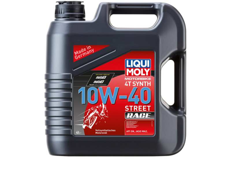 LIQUI-MOLY Motorenöl (Motorrad) 910742 Länge [cm]: 99, Inhalt [Liter]: 4, Gebindeart: Kanister, Viskositätsklasse nach SAE: 10W-40, Spezifikation nach API: SN+, Spezifikation nach JASO: MA2 
Inhalt [Liter]: 4, Gebindeart: Kanister, Viskositätsklasse nach SAE: 10W-40, Spezifikation nach API: SN+, Spezifikation nach JASO: MA2
Kann aus Gründen der Qualitätssicherung nicht zurückgenommen werden!