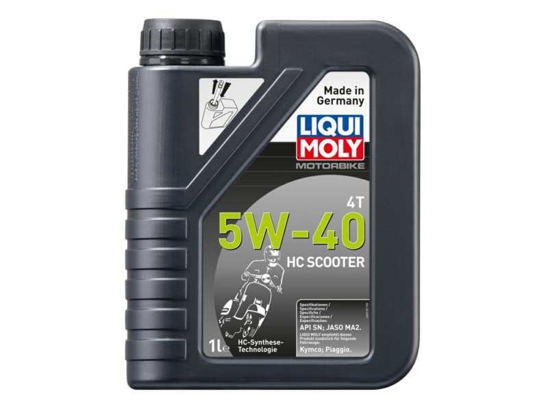 LIQUI-MOLY Motorenöl (Motorrad) 910734 Länge [cm]: 58, Inhalt [Liter]: 1, Gebindeart: Kanister, Viskositätsklasse nach SAE: 5W-40, Spezifikation nach API: SN+, Spezifikation nach JASO: MA2, Öl-Herstellerempfehlung: Kymco | Piaggio 
Inhalt [Liter]: 1, Gebindeart: Kanister, Viskositätsklasse nach SAE: 5W-40, Spezifikation nach API: SN+, Spezifikation nach JASO: MA2, Ölherstellerempfehlung: Kymco, Piaggio
Kann aus Gründen der Qualitätssicherung nicht zurückgenommen werden!