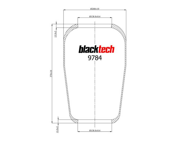 BLACKTECH Gummielement Luftfeder 10898515 Länge [mm]: 370, Innendurchmesser [mm]: 130,8, Außendurchmesser [mm]: 240