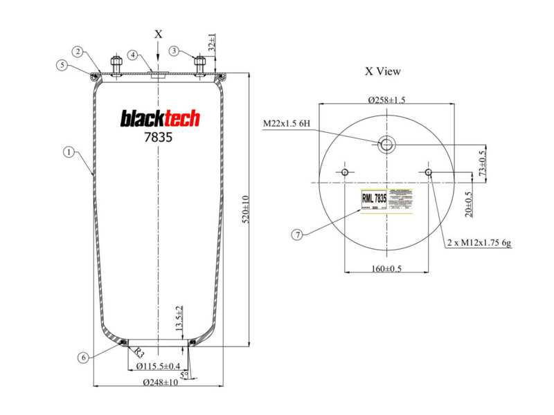 BLACKTECH Federbalg, Luftfederung 10769793 Gewicht[kg]: 10,4, Organisationsnummer: AIT