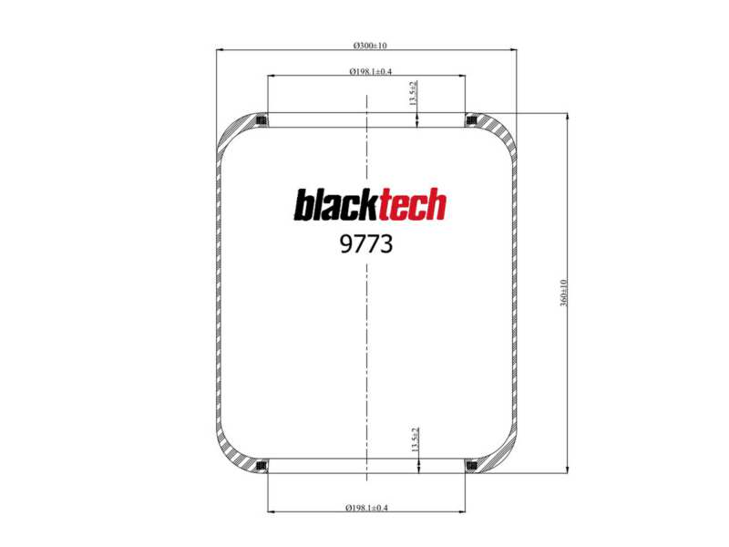 BLACKTECH Luftfeder-Gummielement (Anhänger) 10898507 Länge [mm]: 360, Innendurchmesser [mm]: 198, Außendurchmesser [mm]: 300