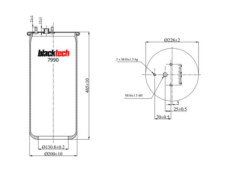 BLACKTECH Air spring semi complet 10769887 Weight [kg]: 6,83, RPO number: AIT