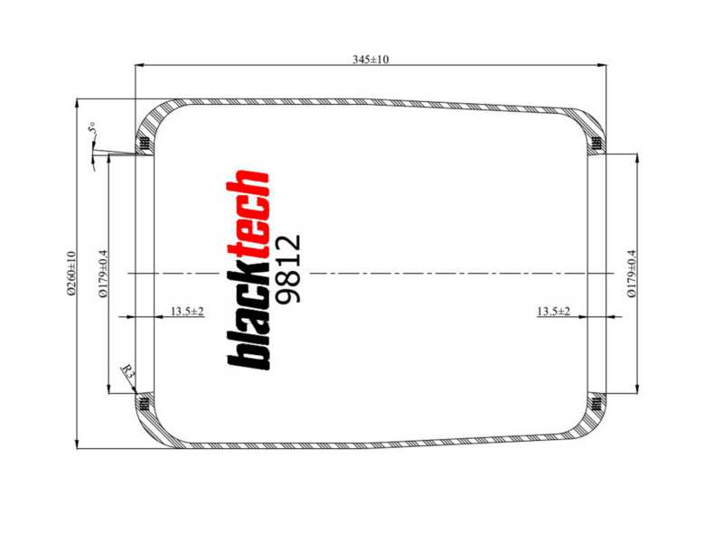 BLACKTECH Gummielement Luftfeder 10769560 Höhe bis [mm]: 490, Höhe ab [mm]: 365