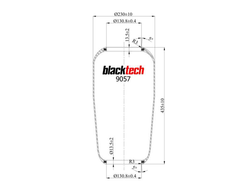 BLACKTECH Gummielement Luftfeder 10769532 Dicke/Stärke [mm]: 435, Außendurchmesser [mm]: 230, 197, Einbauposition: Vorderachse links, Vorderachse rechts, Ergänzungsartikel/Ergänzende Info: ohne Kolben