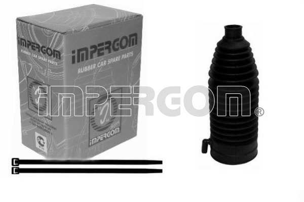 IMPERGOM Steering boot 10295650 Set
Fitting Position: Front Axle, Material: Elastomer, Vehicle Equipment: for vehicles with power steering, Clamp manufacturer: OETIKER, Length [mm]: 183, Inner Diameter 1 [mm]: 17, Inner Diameter 2 [mm]: 60