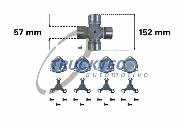 TRUCKTEC AUTOMOTIVE Universal joint 10008408 Length [mm]: 152,6, Outer Diameter [mm]: 57, Observe service information: