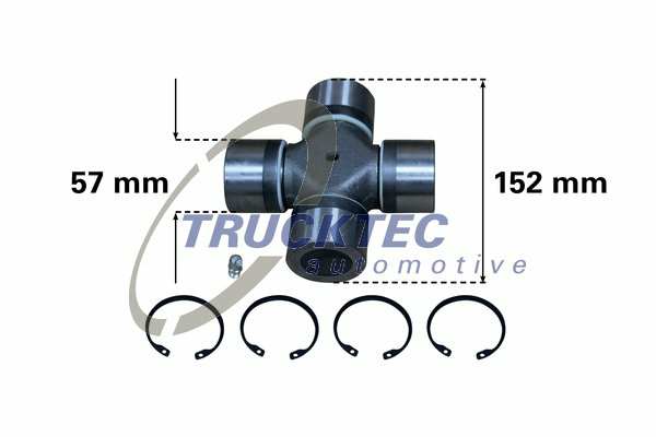 TRUCKTEC AUTOMOTIVE Universal joint 10008403 Length [mm]: 152, Outer Diameter [mm]: 57, Observe service information: