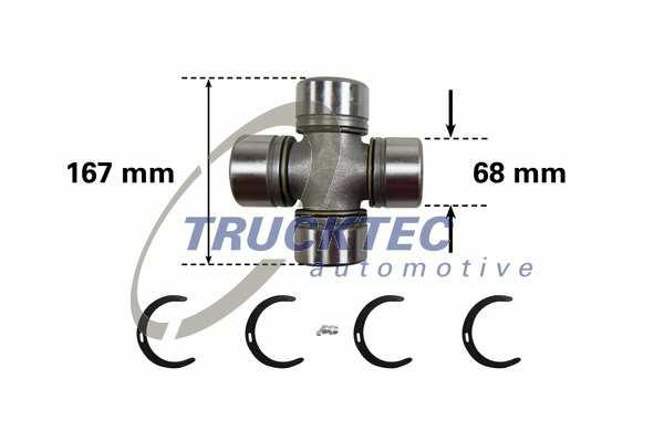 TRUCKTEC AUTOMOTIVE Kreuzgelenk 10008405 Länge [mm]: 167, Zapfendurchmesser [mm]: 68, Gelenkart: Kreuzgelenk