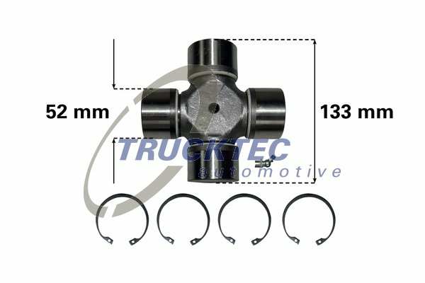 TRUCKTEC AUTOMOTIVE Universal joint 10008400 Length [mm]: 133, Outer Diameter [mm]: 52