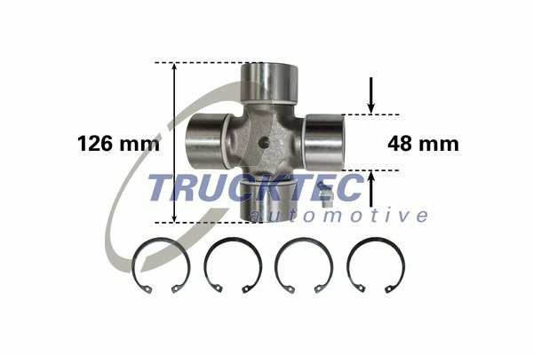 TRUCKTEC AUTOMOTIVE Universal joint 10008404 48 mm
Length [mm]: 126, Outer Diameter [mm]: 48