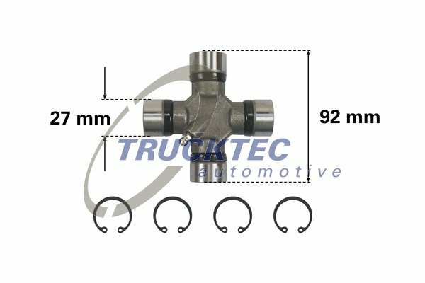 TRUCKTEC AUTOMOTIVE Universal joint 10160338 Longitudinal axis
Joint Diameter [mm]: 92, Pin Diameter [mm]: 27