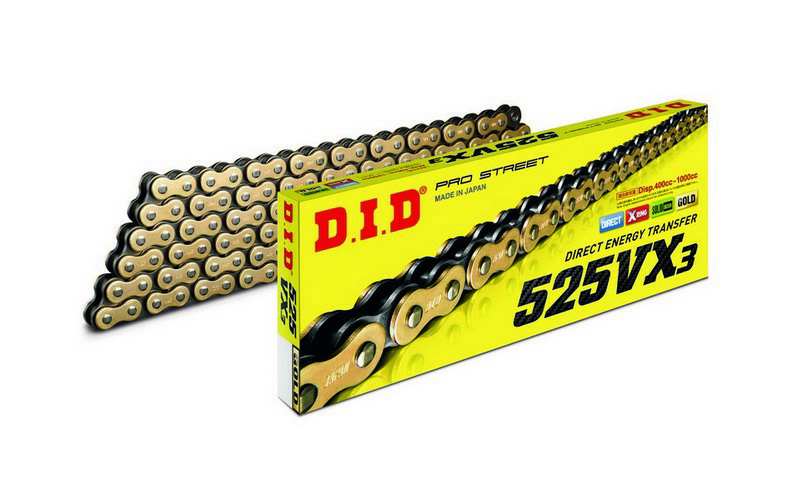 DID Drive chain 10880895 PRO-STREET X-RING VX, Street/Supersport/Adventure/Dualpurpose/, Gold/Black with ZJ Nit