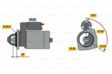 BOSCH Starter 487574 Voltage [V]: 24, Rated Power [kW]: 4, Number of mounting bores: 3, Number of threaded holes: 0, Number of Teeth: 10, Clamp: 30,50, Flange Diameter [mm]: 88,8, Rotation Direction: Clockwise rotation, Pinion Rest Position [mm]: 27, Starter Type: Self-supporting, Bore Diameter [mm]: 11, Bore Diameter 2 [mm]: 11, Bore O 3 [mm]: 11, Length [mm]: 314, Position/Degree: rechts, Jaw opening angle measurement [Degree]: 205 5.