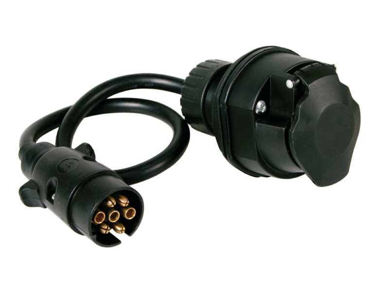 LAMPA Anhänger-Steckdose-Wandler 11025451 12 V, von 7-pole bis 13-polig, schwarz mit 40 cm Kabel 1.