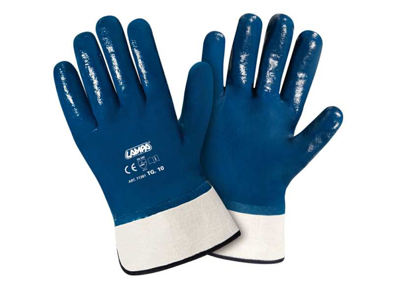 LAMPA Labour safety gloves 11025517 High load -bearing Nitrile gloves - Size 10, perfect traction, comfortable and soft, approval: CE EN 388 - EN 420 1.