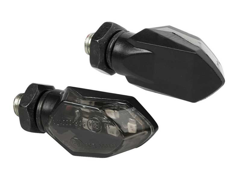 LAMPA Blinker für Motorräder (universal) 11025712 Micro, LED, Rauch gelöschtes Objektiv / Gelbe Glühbirne, Schwarzes Haus, E -Zeichen, 35x18mm 1.