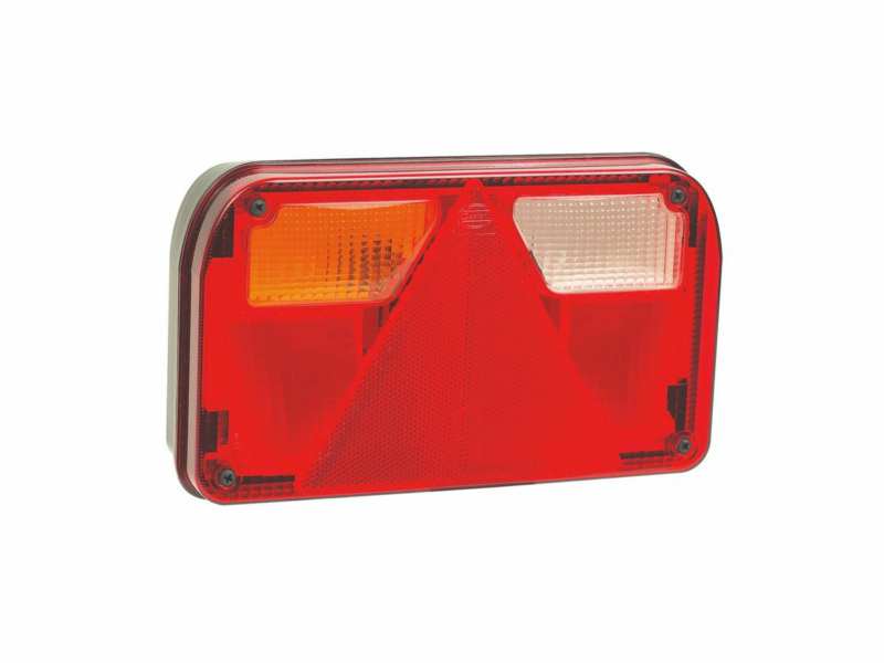 DASTERI rear light (trailer) 11049833 Left, rear, 6 functional triangle with prism, license plate lighting, reversing lamp, bulb: P21W, P21/5W, 12/24V, 1x21/5W, 3x21W, 1x4W, ECE: E2-6021, Connect: Cable Output 1.